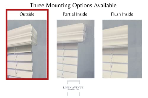 Linen Avenue Cordless Faux Wood Blind White 42 1/2 W X 48 H, Outside Mount #TOP4