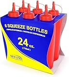 New Star 26375 Plastic Squeeze Bottles, 24-Ounce, Set of 6, Red