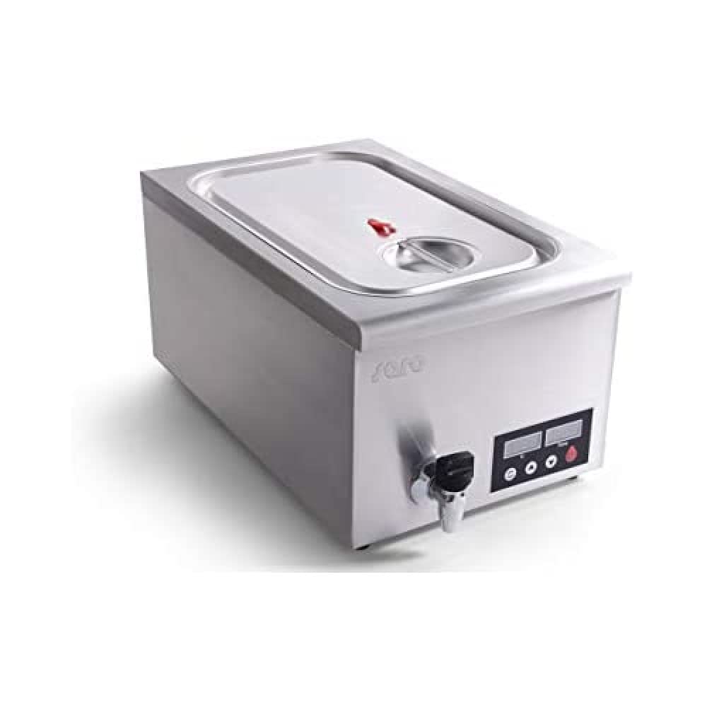 SARO SALERNO - Fornello per cottura sottovuoto, da 11-22 l, per GN 1/1, con pompa di circolazione e rubinetto di scarico, display digitale, temperatura da 45 a 95 °C, acciaio inox, da 0,7 kW