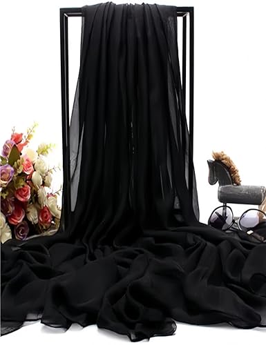 1Pack Black Viscose Cotton Hijab Scarf For Women,Fashionable Lightweight Modal Sunscreen Shawl Scarf Head Wraps For Abaya Accessories4
