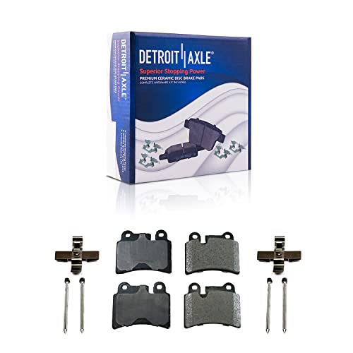 Image of Detroit Axle - Rear Ceramic Brake Pads with Hardware Set Replacement for 2007 2008 2009 2010 Volkswagen Touareg - 4pc Set