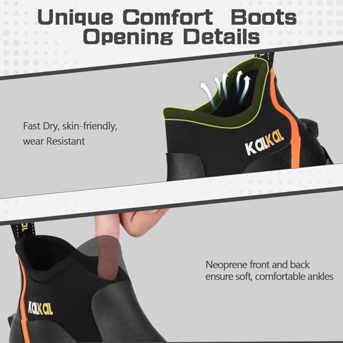 Kalkal Men's Rubber Boots, Waterproof Ankle Rain Boots, Insulated Working Booties with Comfortable Sports Sole, Outdoor Mud Boots for Yard Chore2