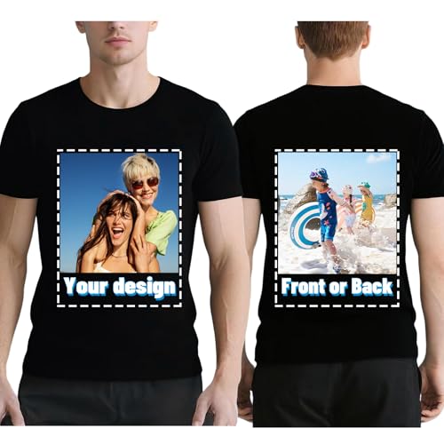 Custom T Shirts for Men Personalized Shirt with Front and Back Print Design Your Own Tee with Logo Text Picture