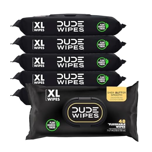 DUDE Wipes Flushable Wipes with On-The-Go Flushable Wipes - 6 Pack Shea Butter, 288 Wipes + 3 Individually Wrapped Wipes - Shea Butter Smooth Wet Wipes with Vitamin-E & Aloe - Septic and Sewer Safe