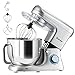 GOPLUS Robot Pâtissier Multifonctions de Cuisine,Robot Culinaire 1400W,Batteur sur Socle Electrique avec Bol en Acier Inoxydable 7 L,à 6 Vitesses Réglables avec Crochet à Pâte et Fouet (Argent)