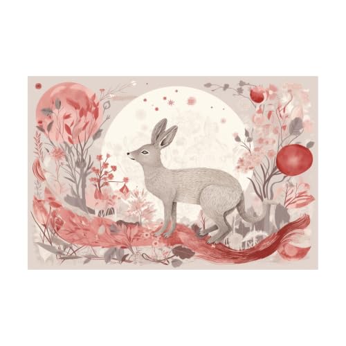 Toile lièvre rose pastel pour sublimer un mur blanc vide 70x100