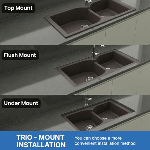 Image of JAYKO Quartz Acrylic Kitchen Sink for Modular Kitchen | Granite Finish, Scratch & Heat Resistant | Easy to Clean & Stylish Sink for Home (CO, 40x20in)