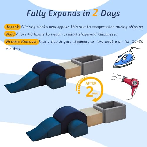 Image of Climbing Toys and Blocks - Indoor Soft Foam Climber PlaySet for Toddlers, Kids, and Babies Ages 1-3 - Perfect for Crawling and Ball Pit Play