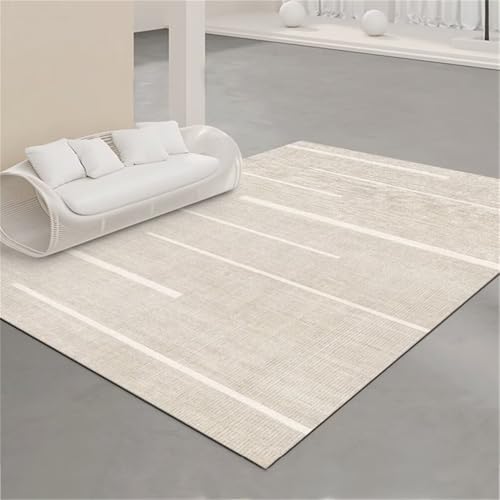 Tapis de salon moderne 160x210 cm gris rayé lavable