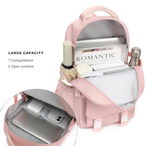 Image of Kids High Middle School Backpack for Girls 5-12 Kawaii Travel Aesthetic Bookbag,Pink