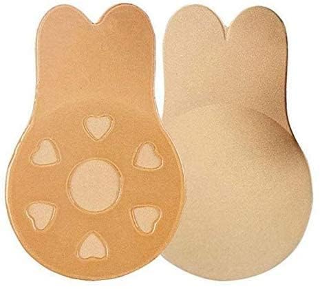 AARU BHAKTI ENTERPRISE ABE Women Silicone Push Up Invisible Bra Tape Lift Up Strapless Bra Self Adhesive Backless Sticky Rabbit Shape Brest Lift Petals Reusable 1 Pair Beige