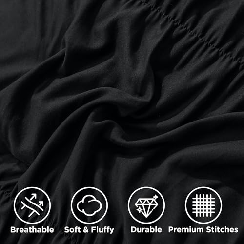 Andency Ruched Black King Comforter Set, Boho Ruffle Bedding Set 3 Pieces by Andency - Used condition - Image 9