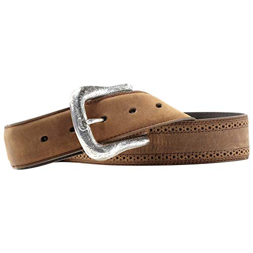 ARIAT Men's Distressed Genuine Leather Belt with Perforated Edge Design