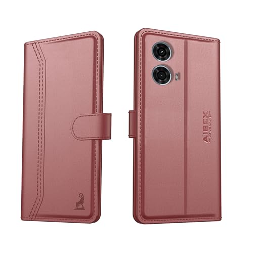 Image of AIBEX Compatible for Motorola G45 5G / Motorola G34 5G Flip Cover Leather Finish with Magnatic Closure | Inside TPU with Card Pockets | Wallet Stand | Complete Protection Flip Case -Brown