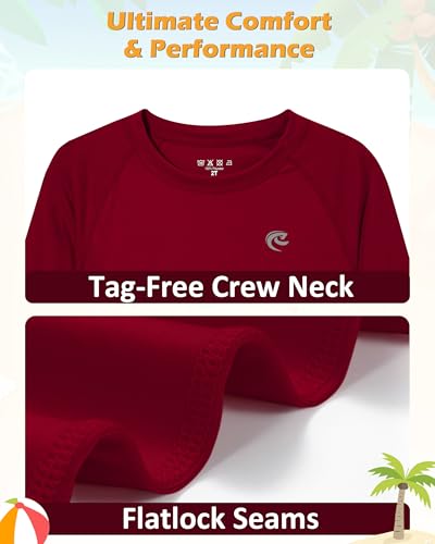 Image of Boys UPF 50+ Swim Shirt Long Sleeve, 1 or 2 Pack Rash Guard Tops