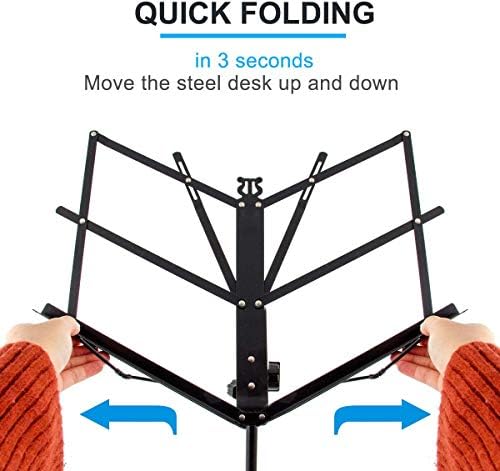 DSL Music Book Stand, Music Stands for Sheet with Lights & Carrying Bag, Metal Sheet Music Stand Sturdy, Portable, Foldable - Image 2