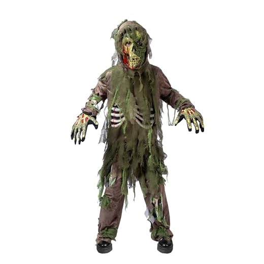 Spooktacular Creations Swamp Deluxe Skeleton Living Dead Zombie Costume for Halloween Kids Monster Role-Playing (Medium (8-10yr))