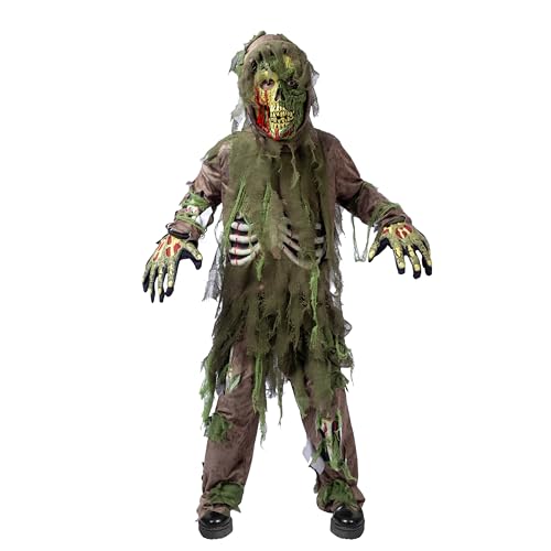 Spooktacular Creations Halloween Swamp Deluxe Skeleton Living Dead Zombie Costume for Halloween Kids Monster Role-Playing-S(5-7yr)
