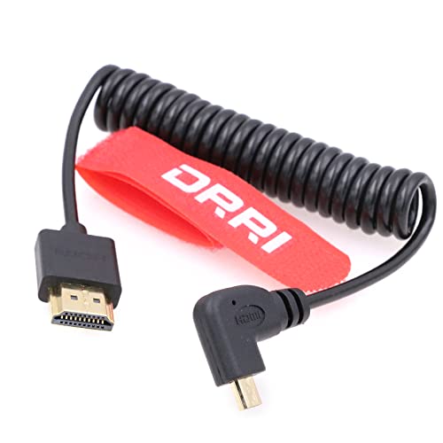 DRRI 8K Ultra High Speed Right Angled Type D Male Micro HDMI to HDMI 2.1 Coiled Cable for Sony A6000 a7S III Pocket cameras - Image 2