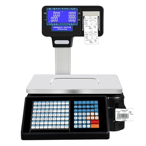 Báscula digital comercial con impresora térmica y doble display miniatura 1