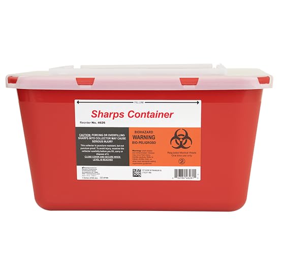 Sharps Container 1 Gallon Large Safely Biohazard Needle and Syringe Disposal Professional Wide Opening, Slide Lid, Final Lock (1)