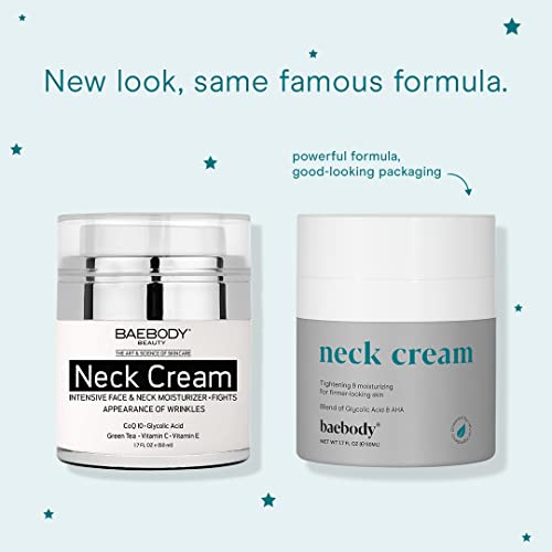 Baebody Critically Acclaimed Firming Neck Cream - Sagging Skin Tightener With Ahas, Coq10, Glycolic Acid, Green Tea, 1.7 Oz #TOP1