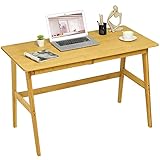 VIAGDO Writing Computer Desk 47''Bamboo Desk with 2 Drawers Laptop Table Gaming PC Workstation for...