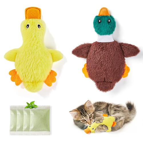 Potaroma Cat Toys Catnip Crinkly Sound 2 Pcs, Mess-Free Stuffless Kitten Toy, Durable Feline Bite Interactive Kicker Toys for Cat Indoor Exercise 6.5 Inches