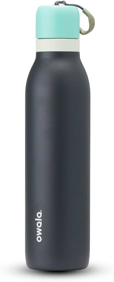 FreeSip Twist Insulated Stainless Steel Water Bottle with Straw for Sports and Travel, BPA-Free, 24-oz, Blue/Grey (Foggy Tide)