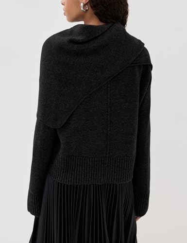 Lviefent Womens Scarf Sweater Long Sleeve Crew Neck Ribbed Chunky Knit Sweaters Fall Winter Trendy Outfit2