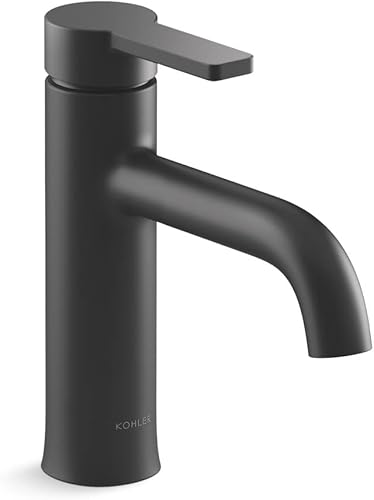 Kohler 28126-4K-BL Venza - Grifo para lavabo de baño, 1 agujero, grifos de baño de una sola manija con drenaje clicker, 1.0 gpm, negro mate