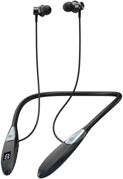 Neckband Bluetooth Headphones 60 Hours Battery Life Ultra-Lightweight Comfort Memory Collar HIFI Sound Quality ENC Call Noise Cancellation Type-C Fast Charging for Home,Traveling,Business Trips,Black