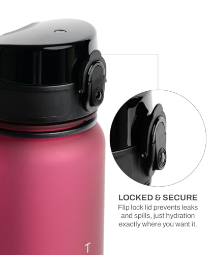 Image of TEGO Rise Tritan Water Bottle | 800ml Secure Flip Lock Lid | BPA-Free, Durable & Impact-Resistant | Wrist Strap for Easy Carry | Hydration Tracker | Gym, Office, Travel Water Bottle (Red)