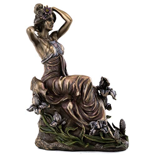 Top Collection French New Art Nouveau Reverie Statue - Hand Painted Collectible Beautiful Flower Lady Sculpture In Premium Cold Cast Bronze- 8-Inch Alphonse Mucha Collection #TOP3