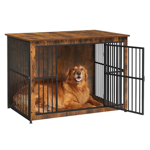 Feandrea Hundekäfig Möbel, Beistelltisch, Hundebox, Moderne Hundehütte Indoor für Hunde bis zu 37 kg, hochbelastbar, geschlossener Boden, Hundehaus 2 Türen, vintagebraun PFC024X01 Feandrea Hundekäfig Möbel, Beistelltisch, Hundebox, Moderne Hundehütte Indoor für Hunde bis zu 37 kg, hochbelastbar, geschlossener Boden, Hundehaus 2 Türen, vintagebraun PFC024X01