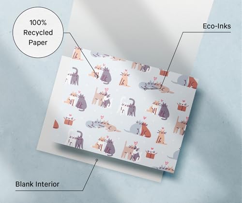 Image of Twigs Paper Note Cards - 12 Assorted Cat Pattern Designs with Envelopes - Made in the USA - Eco-Friendly Blank Cards for Everyday Correspondence - 5.5 x 4.25 Inches