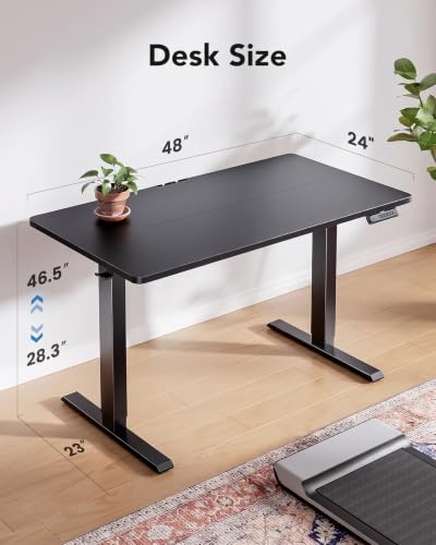 Image of HUANUO 48x23 Inch Electric Standing Desk, Adjustable, Black