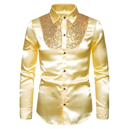 Men's Sequin Shirt Lightweight Button Down Design for Stage, Club or Casual Event Appearance