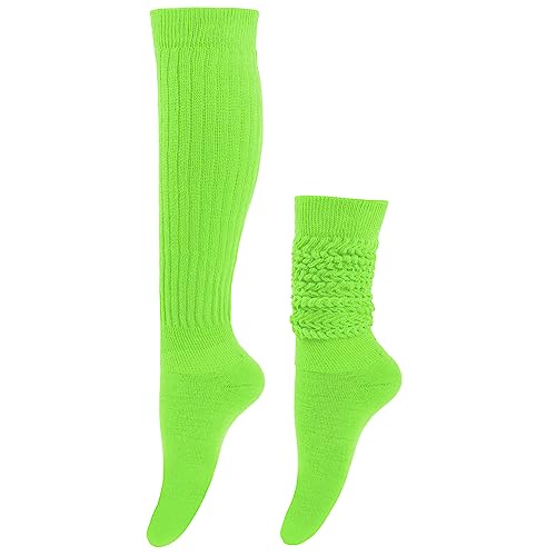 Image of DOOVID Womens Slouch Socks Knee High Socks for Women Cotton Long Scrunch Sock Boot Socks Green