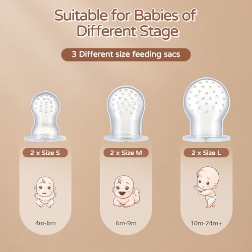 Image of 2 Pack Silicone Baby Fruit Feeder with Mini Freezer Tray, Breastmilk Popsicle Molds for Infant Teething Relief, Baby Teethers, Fresh Food Feeder for Safe Infant Self Feeding - Purple