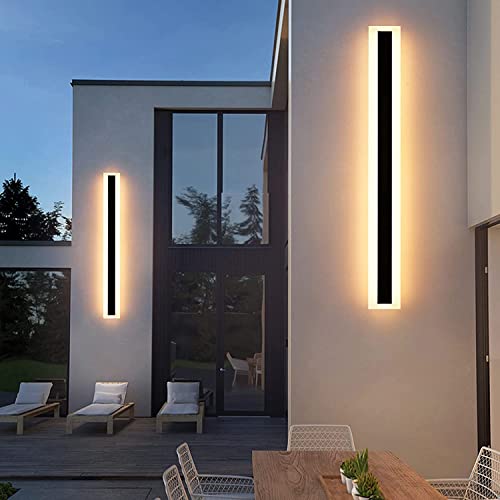 Applique Murale Extérieure LED Noire IP65 en Acrylique Longue de 120CM