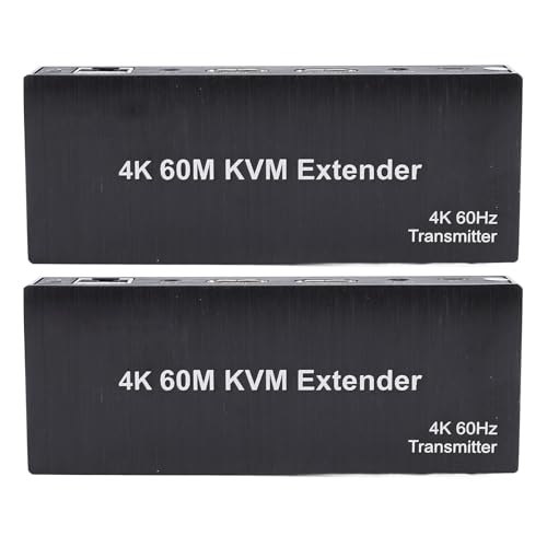 60m HD Multimedia Interface KVM USB Extender, Transmit 4Kat.60Hz HD Video Over Cat5e 6 7 Cable, HDMI Extender KVM for Mouse and Keyboard Control Remote Signals (US Plug)