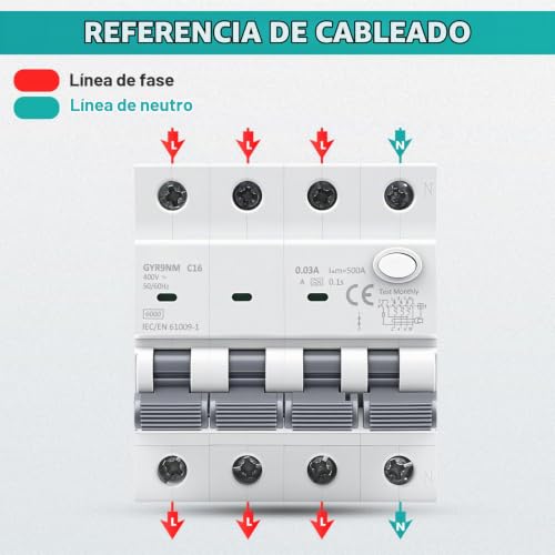 Miniatura 4 de Jadeshay Disyuntor Diferencial Rcbo 3p N 16a 30ma Tipo A 400v Disyuntor Interruptor Magnetotérmico Diferencial Con Protección Contra Fugas De Corriente, Sobrecargas Y Cortocircuitos