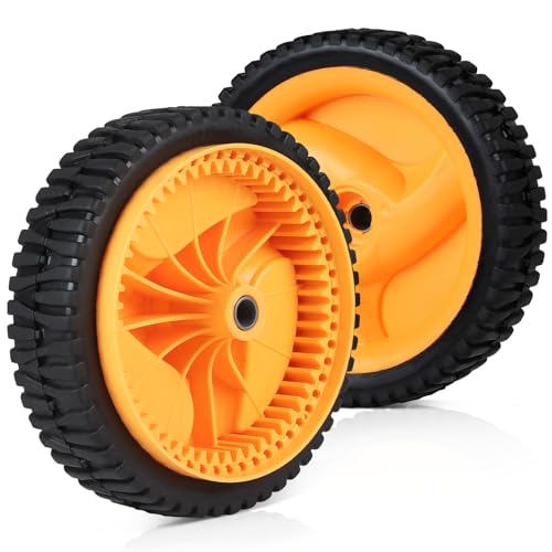 SWAWIS 2 Stück Rasenmäher Antriebsrad 195 mm x 45mm Rasenmäher Reifen mit Lager Universal Vorderrad Räder 53 Zähne Kompatibel mit McCulloch, Rally Craftsman Partner Electrolux und andere Rasenmäher