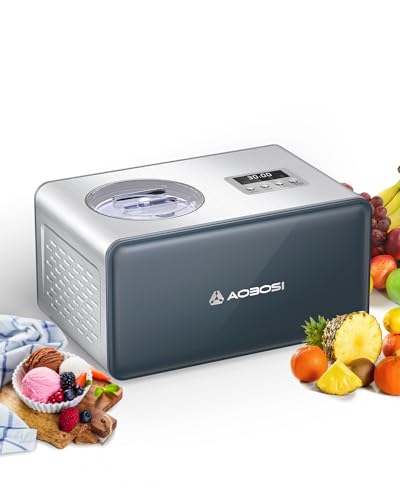 Aobosi Eismaschine,Gelato Sorbet Frozen Yoghurt Maschine,Eismaschine mit abnehmbarem Rührwerk,2L Edelstahl,Tragbares Design,Einfach zu bedienen,Köstliche Eiscreme herstellen – Bild 3