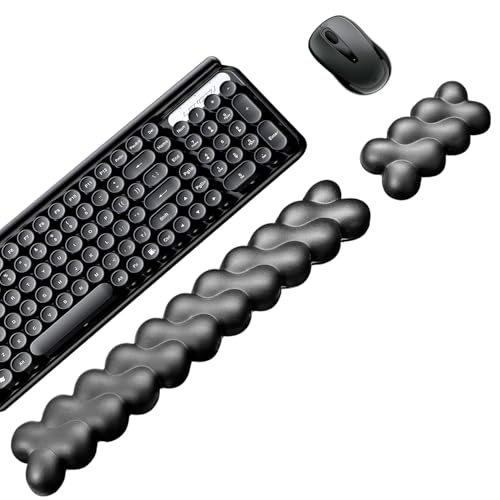 Wrist Rest for Keyboard and Mouse, Upgrade Enlarge Mouse Pad Wrist Rest, Ergonomic Memory Foam, Non-Slip Base for Computer Gaming & Office Work, 2 Piece Set, Clouds Black (17.71x3.15+6.29x3.15 inch)