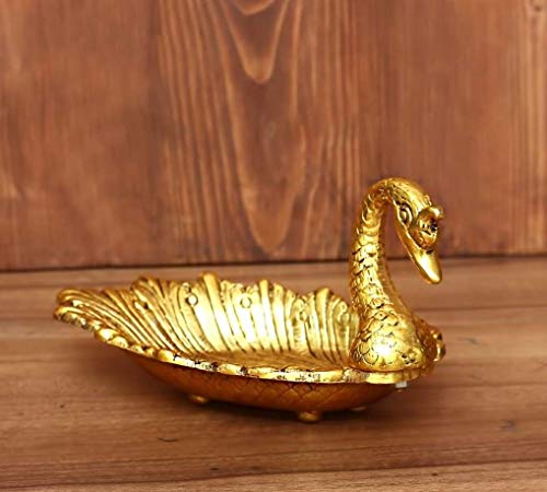 Image of CraftVatika Metal Swan Shape Dry Fruit Serving Tray, Snacks, Floating Flowers for Home Decoration Table Dining Decor (Set of 1)