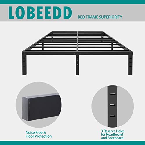 Lobeedd 18 Inch Full Size Bed Frame Tall Heavy Duty Metal Platform Bed Frames With 3500 Lbs Steel Slat Support/ No Box Spring Needed/ Easy Assembly/ Noise Free (Black) #TOP3