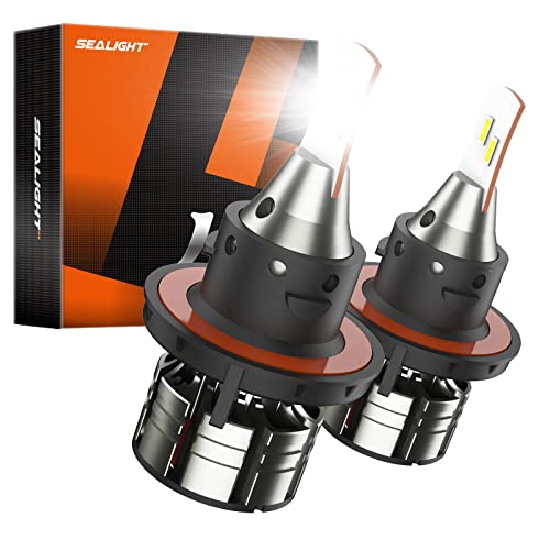 SEALIGHT 9008/H13 LED Bulbs, 16000LM Dual Hi/Lo Bulbs, Ultra-Thin Design 60W LED Bulbs 6500K Cool White with Fan, Quick Installation Halogen Replacement Kit, Pack of 2