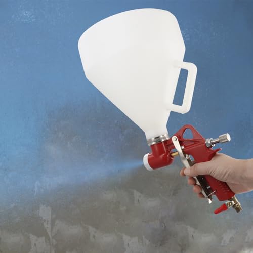 QWORK® Trichterpistole 6L, Putzlackierpistole mit 3 Düsen 4.0mm, 6.0mm, 8.0mm, Für Möbel, Wände und Lehmputz